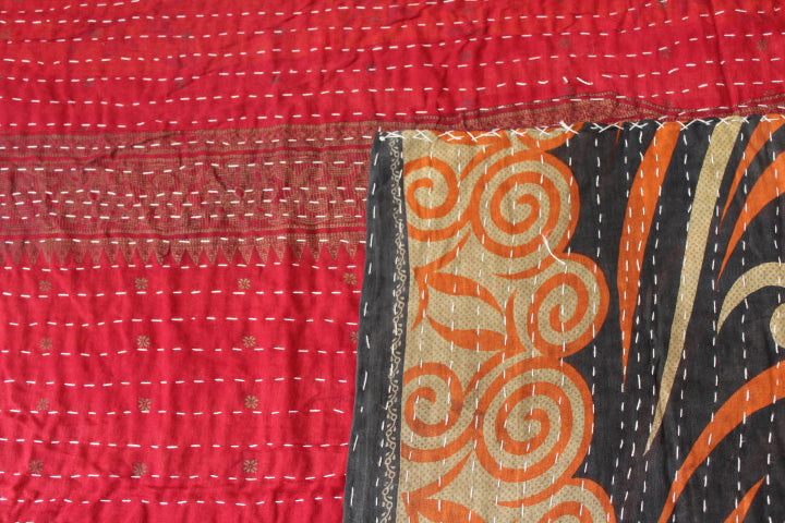 Navy & Orange Kantha Throw
