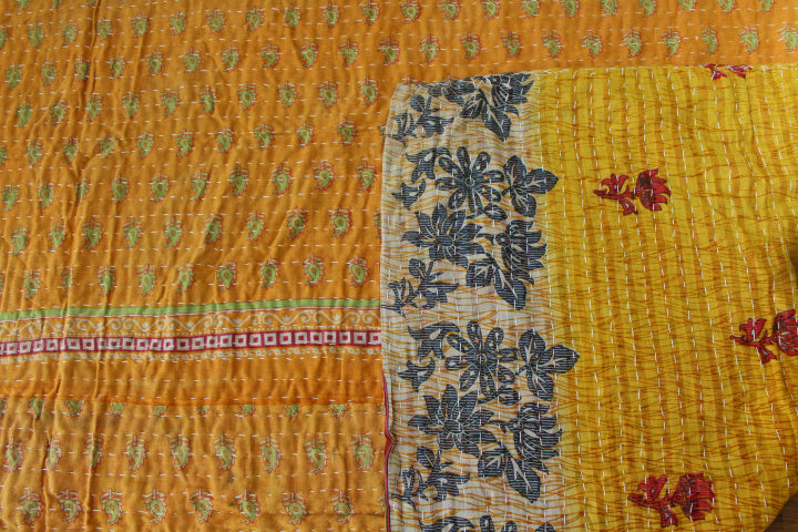 Yellow Kantha Throw
