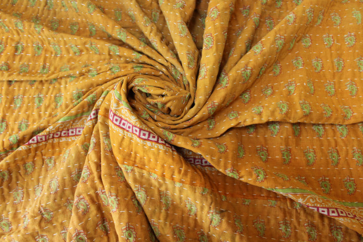 Yellow Kantha Throw