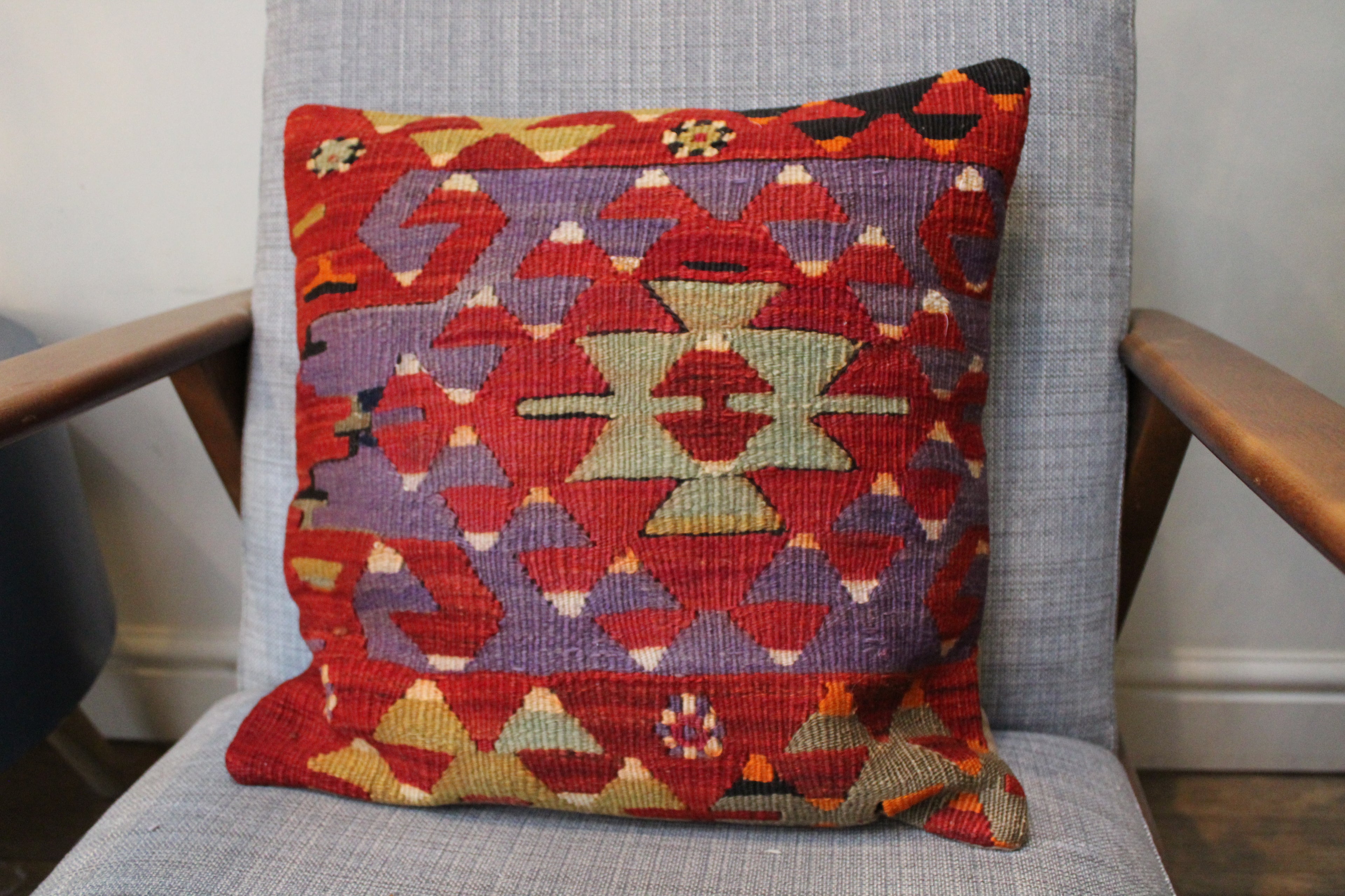 Red Purple Kilim Star Cushion Cover
