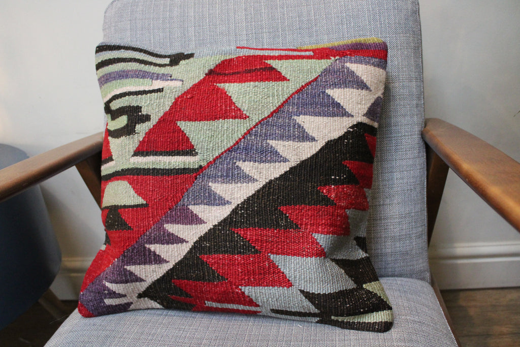 Red Black Kilim Triangle Cushion Cover