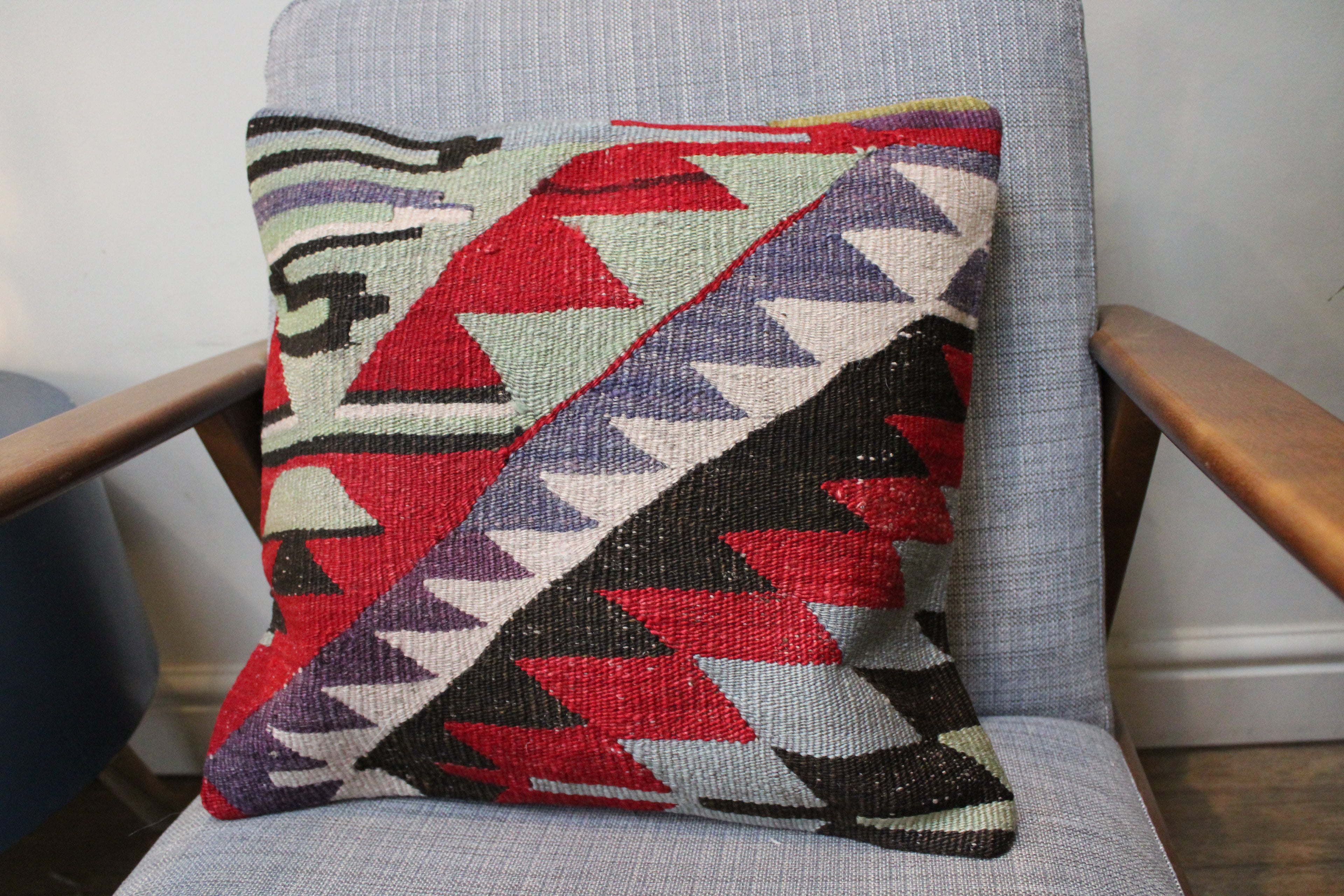 Red Black Kilim Triangle Cushion Cover
