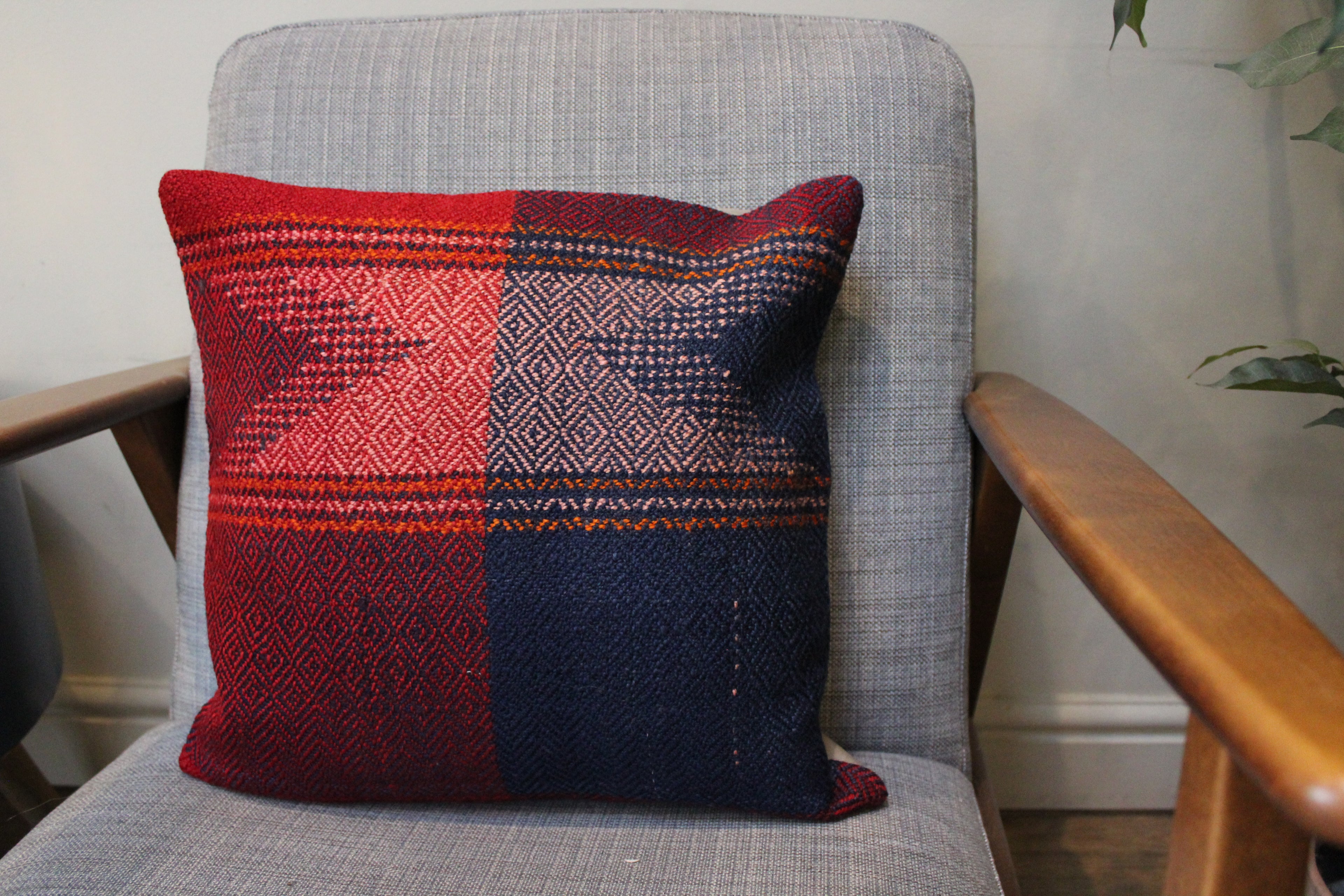 Red Blue Kilim Geometric Kilim Cushion Cover