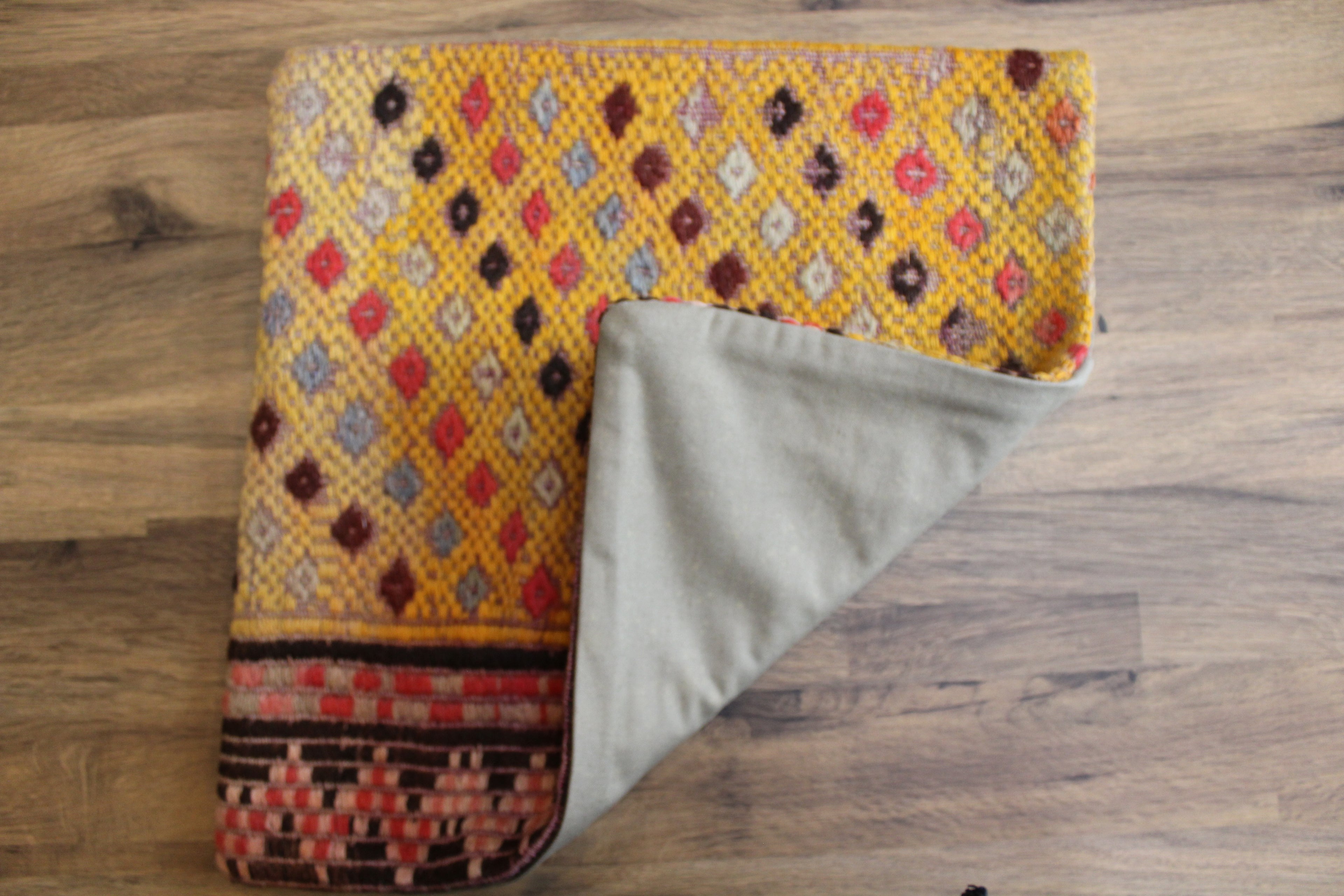 Yellow Brown Kilim Diamond Cushion Cover