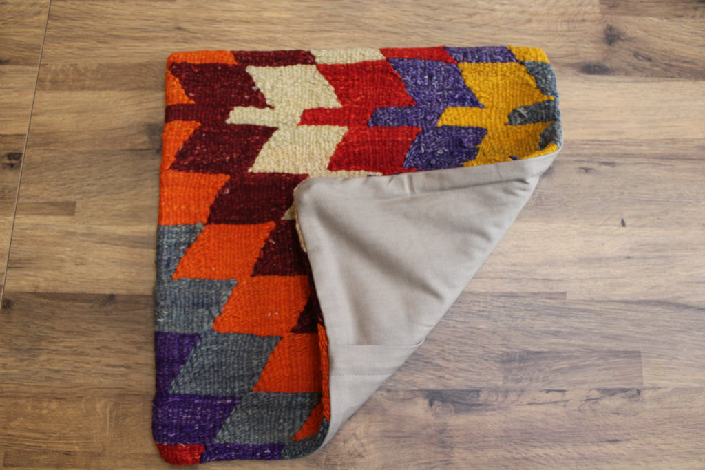 Orange Purple Kilim Chevron Cushion Cover