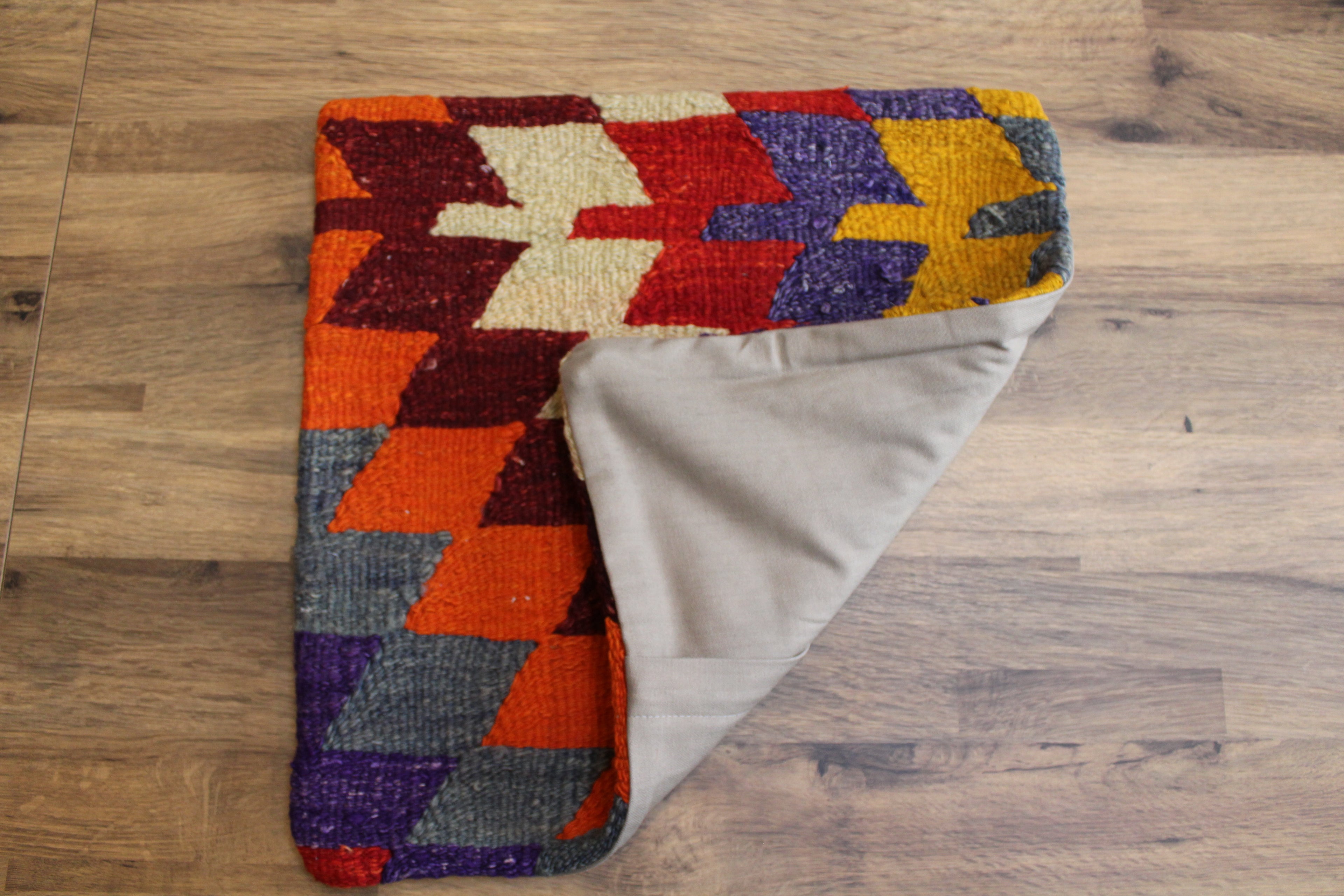 Orange Purple Kilim Chevron Cushion Cover
