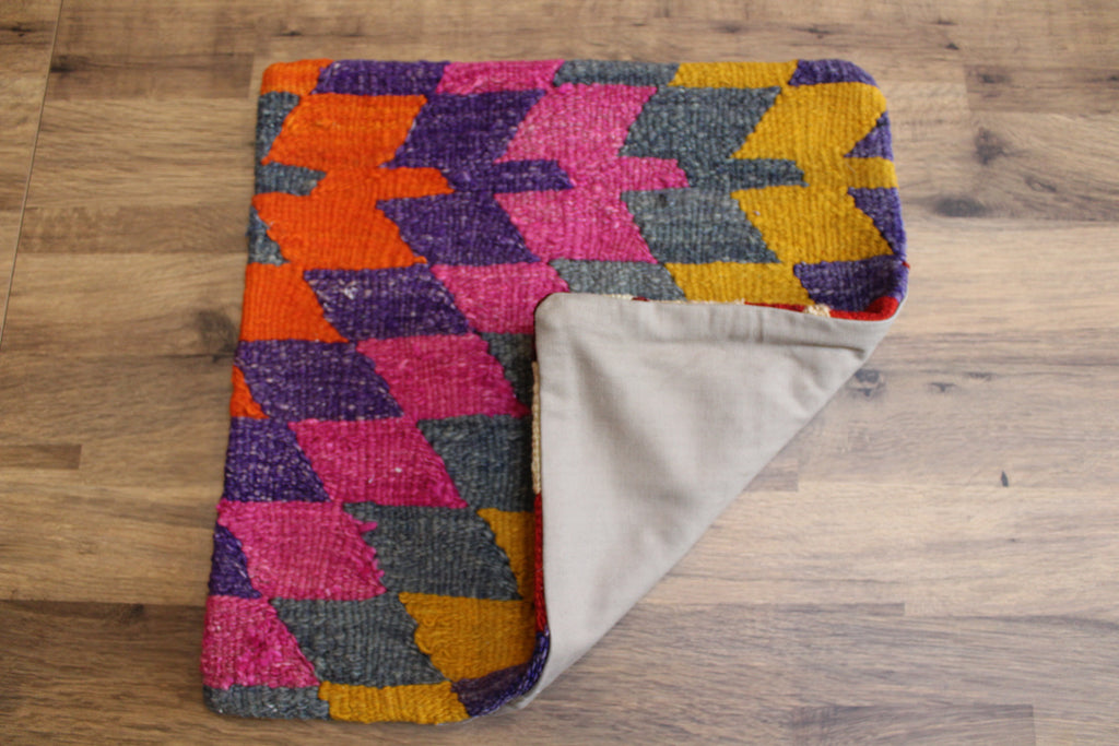 Pink Yellow Kilim Chevron Cushion Cover
