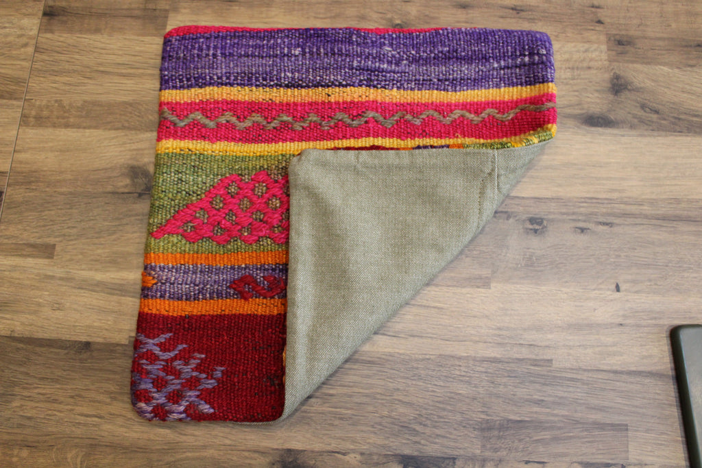 Multicolor Kilim Striped Geometric Cushion Cover