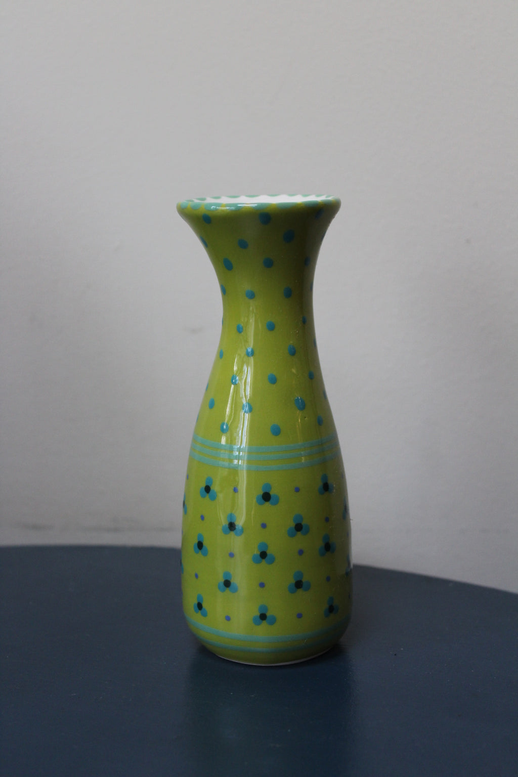 Bud Vase - Lime Green Blue Dotted