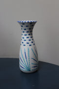 Bud Vase - White Blue Dotted Striped
