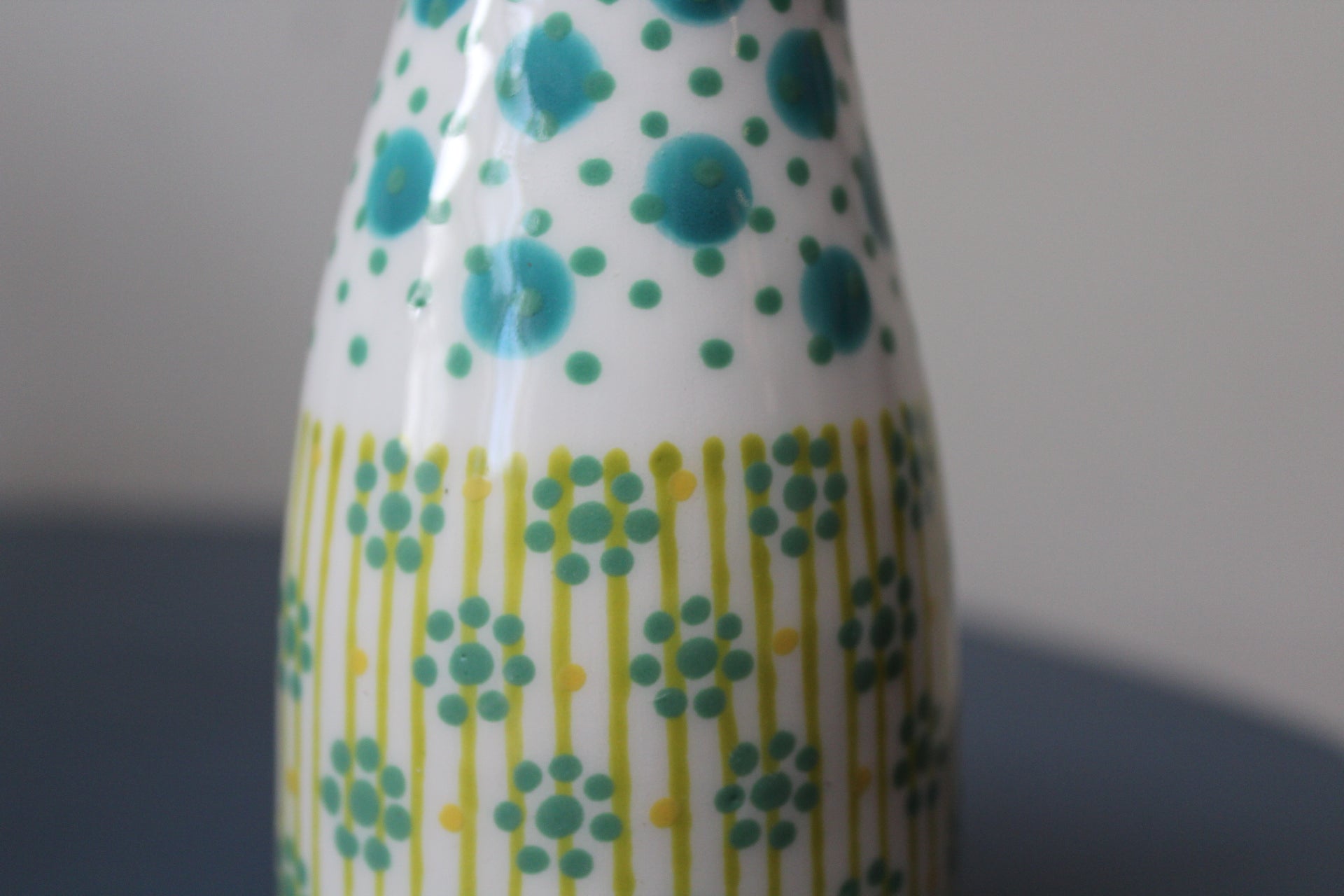 Bud Vase - White Turquoise Green Patterned
