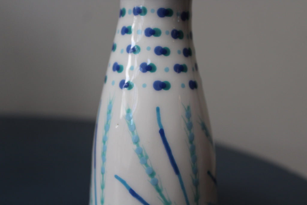 Bud Vase - White Blue Dotted Striped
