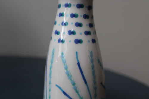 Bud Vase - White Blue Dotted Striped