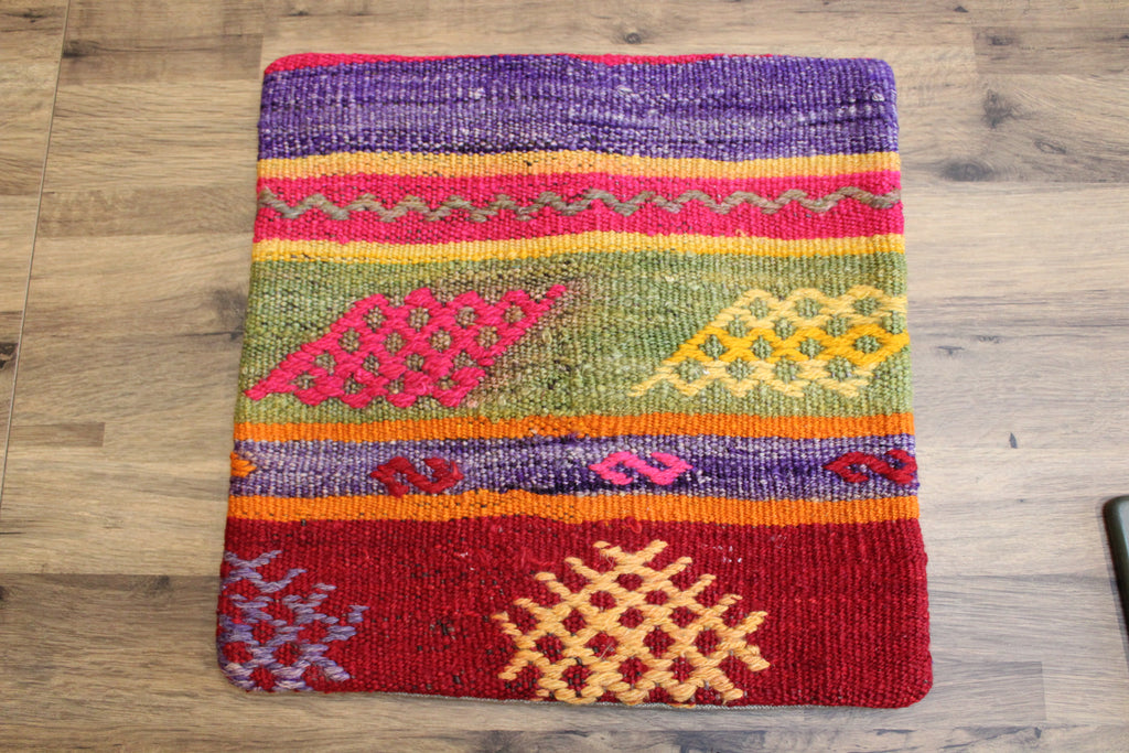 Multicolor Kilim Striped Geometric Cushion Cover