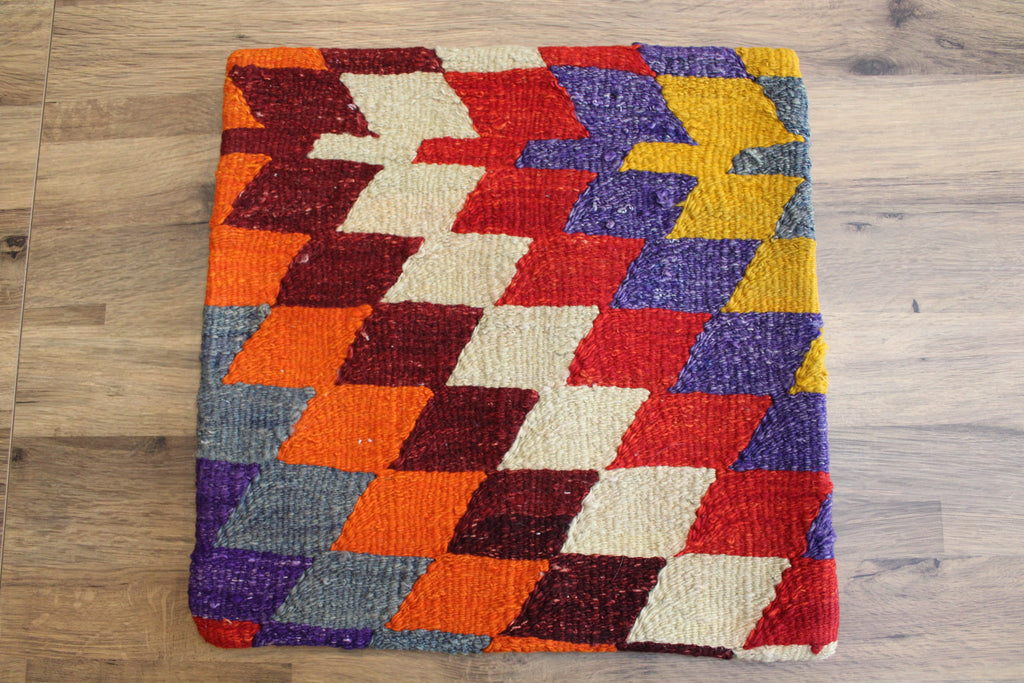 Orange Purple Kilim Chevron Cushion Cover