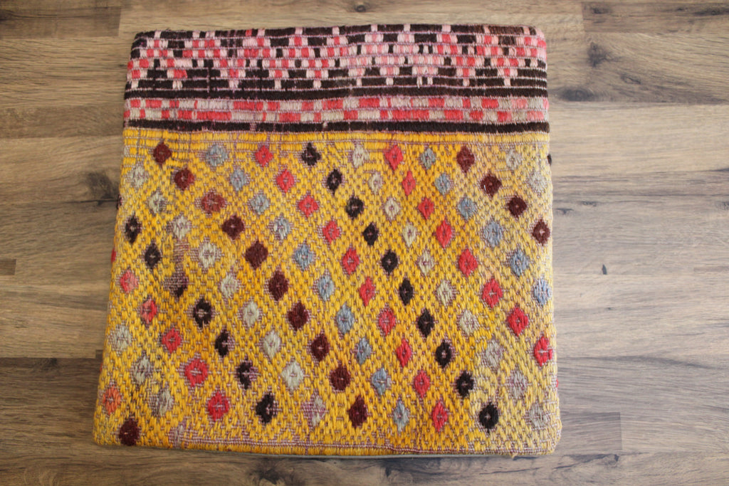 Yellow Brown Kilim Diamond Cushion Cover