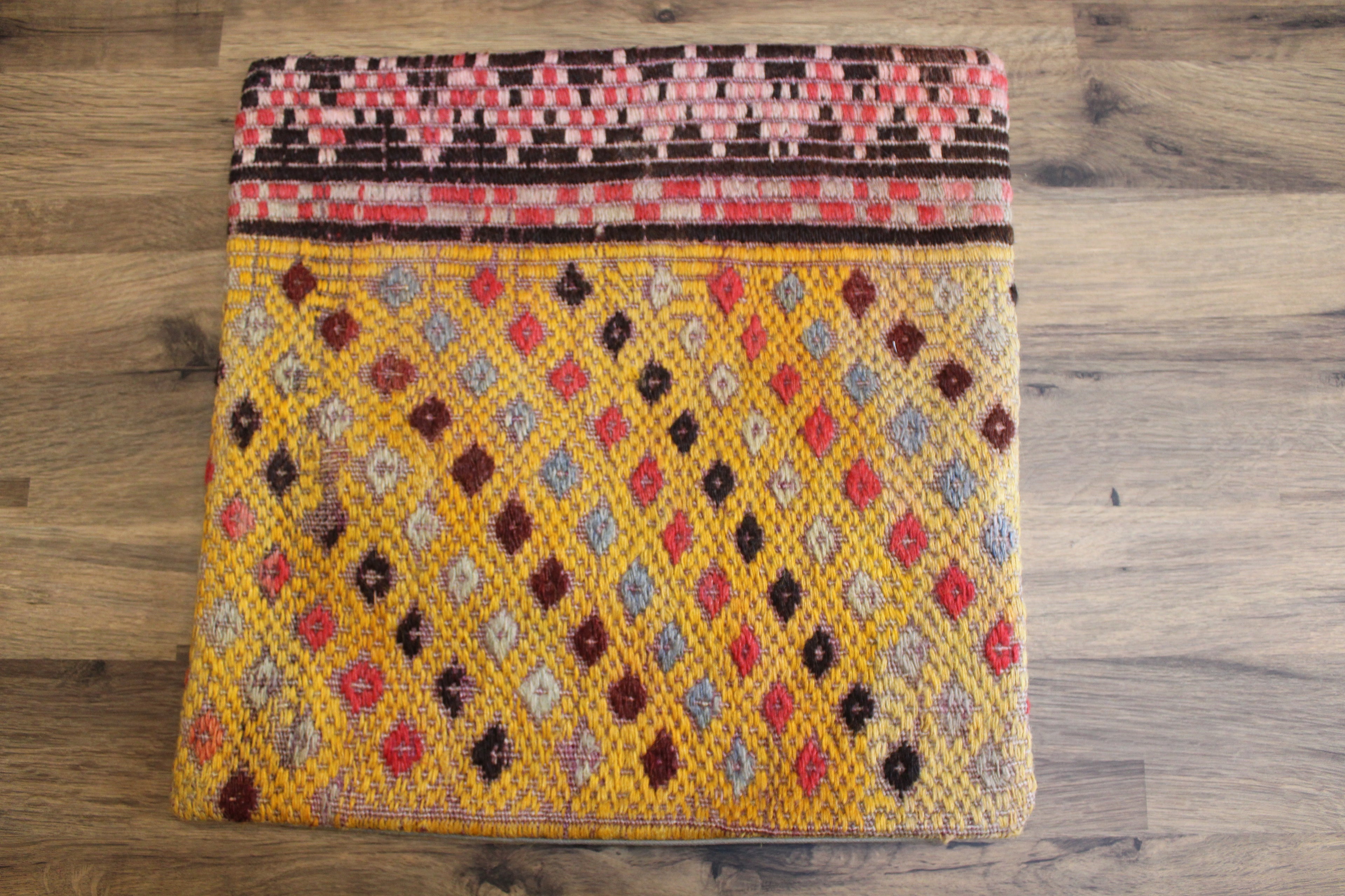 Yellow Brown Kilim Diamond Cushion Cover