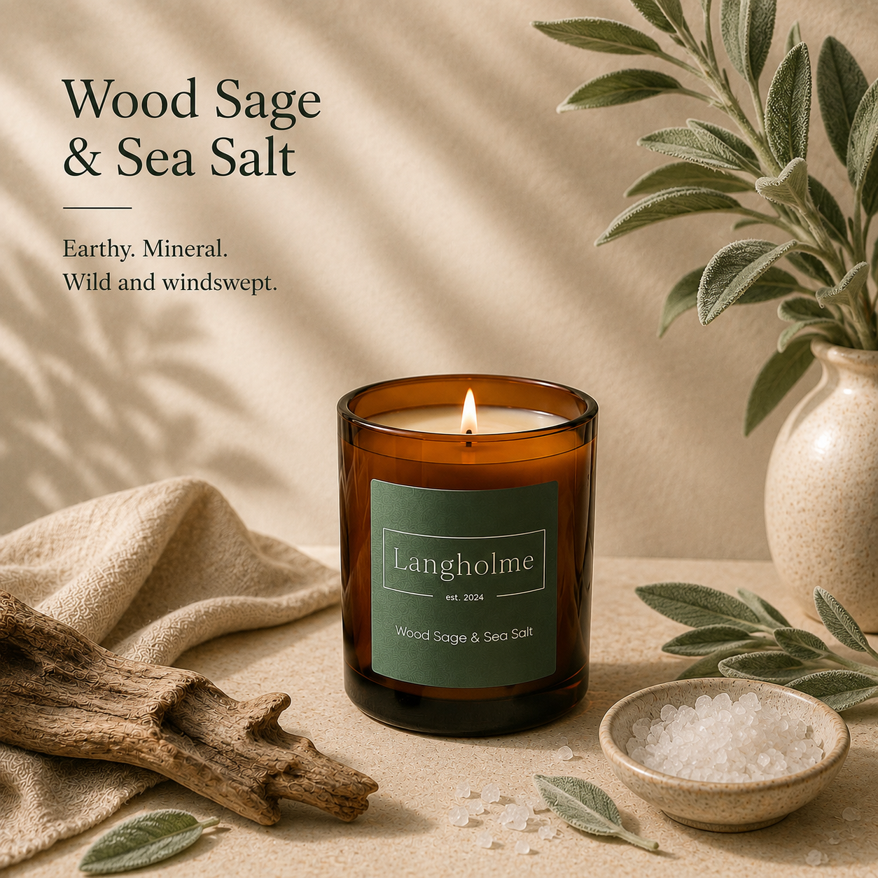 Candle - Wood Sage and Sea Salt - 200gm